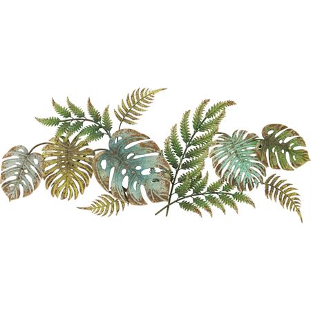 Patère 6 crochets feuilles tropicales en acier