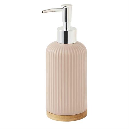 Distributeur de savon strié en céramique rose