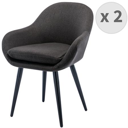 Chaise vintage tissu gris anthracite pieds métal noir