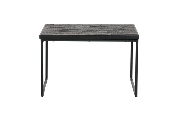 Table d'appoint carrée en bois et métal noir