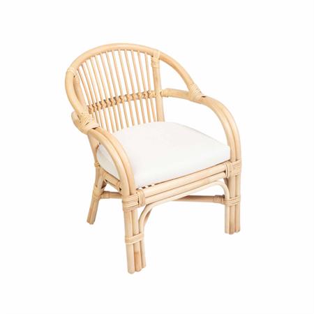 Fauteuil enfant en rotin et coussin en coton 54x43x43