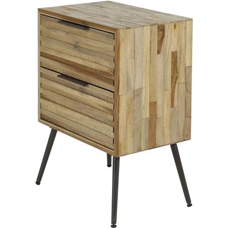 Table de Chevet industriel 2 tiroirs en teck