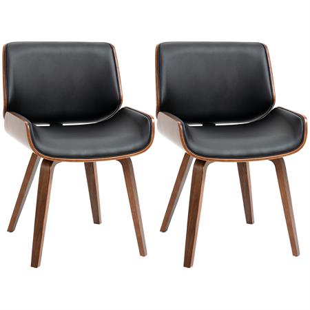 2 chaises de salle à manger style vintage synthétique et bois noir