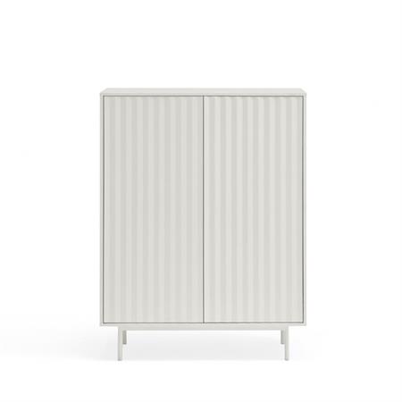 Buffet haut 2 portes en bois et métal blanc