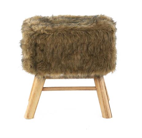Pouf carré fourrure synthétique marron et pin
