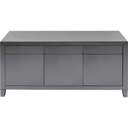 Buffet 3 portes 3 tiroirs en verre gris