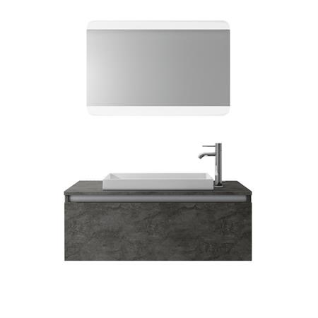 Meuble de salle de bain 3 pièces en mélamine oxyde