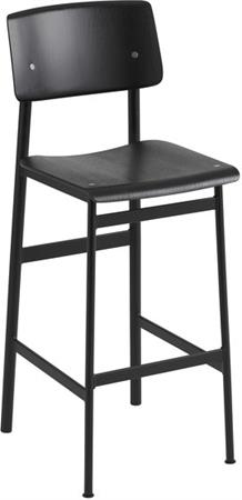 Tabouret de bar en chêne noir et noir 75 cm Loft - Muuto