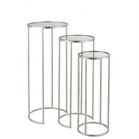 Set de 3 tables gigognes en métal argent 35