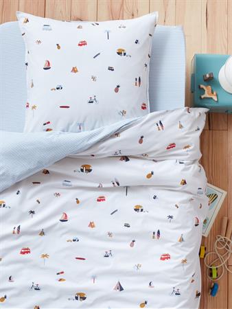 Housse de couette coton  blanc/imprimé