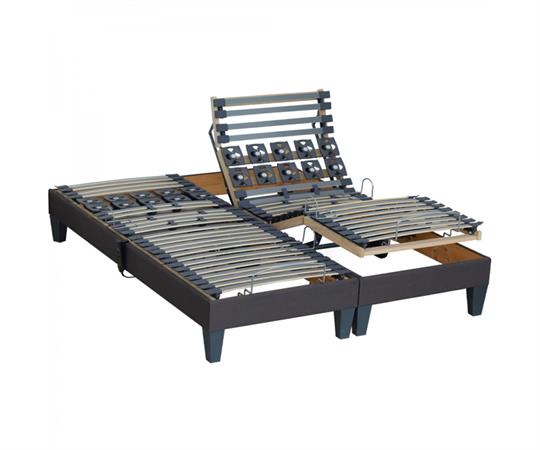 Lot 2 lits electriques anthracite 2x90x200