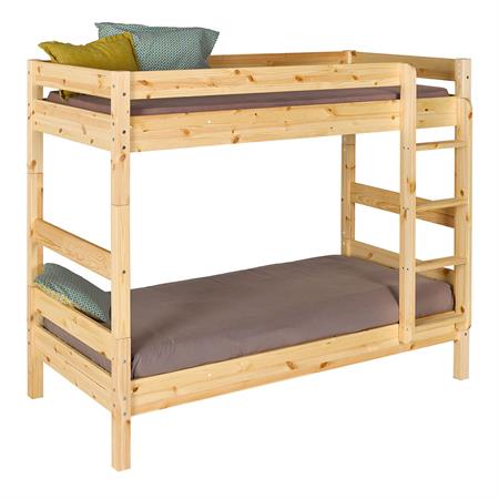 Pack lit superposé avec 2 matelas bois massif 80x190 cm