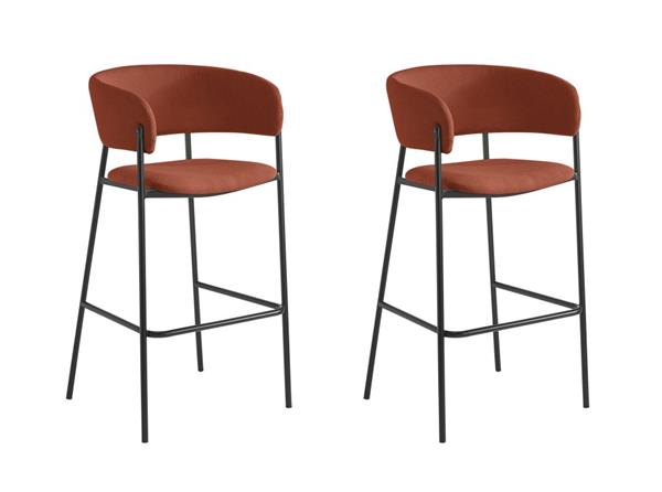Lot de 2 tabourets de bar en velours côtelé