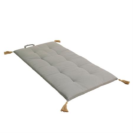 Futon coloré avec 4 pompons en jute coton vison 120x60cm