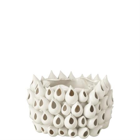Cache-pot céramique blanc H24cm