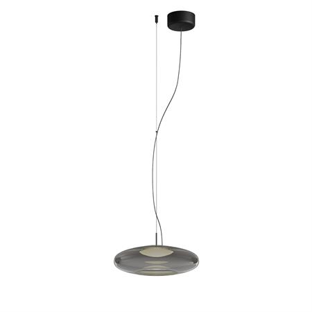 Suspension en verre teinté grise et métal noir