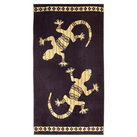 Serviette de plage éponge velours Jacquard Salango 90x160 marron
