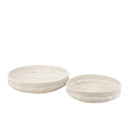 Plat rond rotin blanc 50cm - Lot de 2