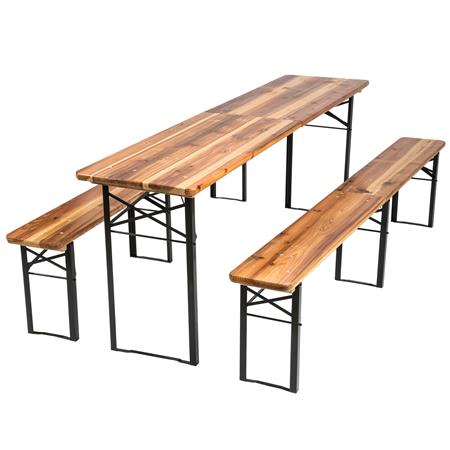 Table de jardin pliante avec bancs marron