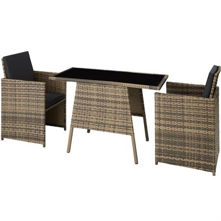 Salon de jardin 2 personnes Résistant aux UV Pliable marron naturel