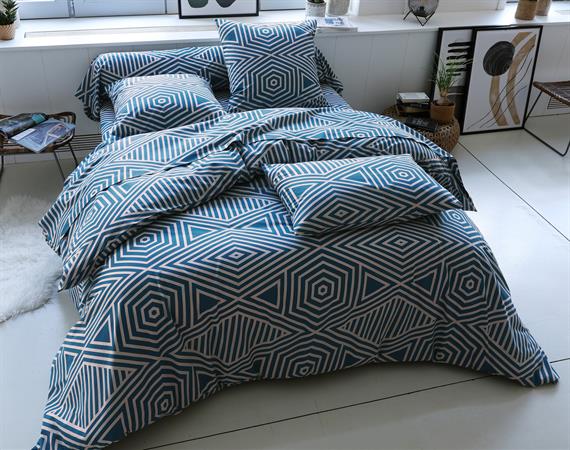 Housse de couette 260x240 bleu canard en coton