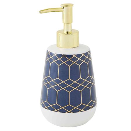 Distributeur de savon à motifs en céramique bleu