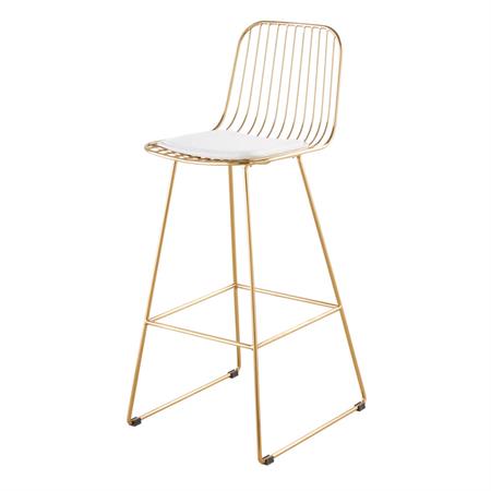 Chaise de bar en acier doré et blanche H76