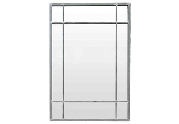 Miroir Art Déco en métal finition zinc - 130 x 90 cm