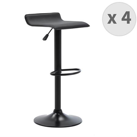 Tabourets de bar design réglable PU noir pieds noirs 
