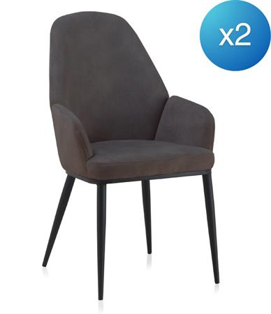 Lot de 2 fauteuils rembourrés gris foncé avec pieds métalliques noirs