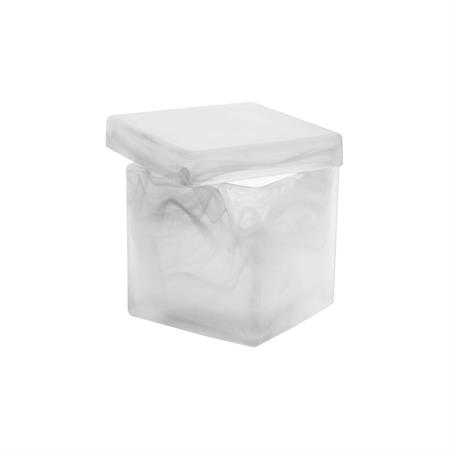 Boite décorative carrée en verre blanche H10