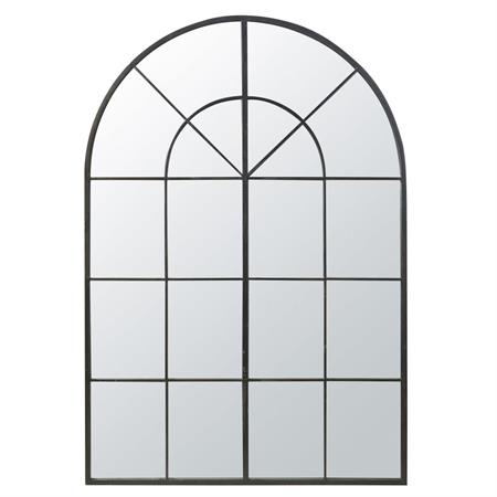 Grand miroir fenêtre arche en métal noir 137x200