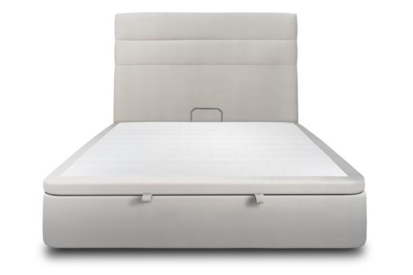 Lit coffre avec tête de lit lignes Velours Gris clair 160x200