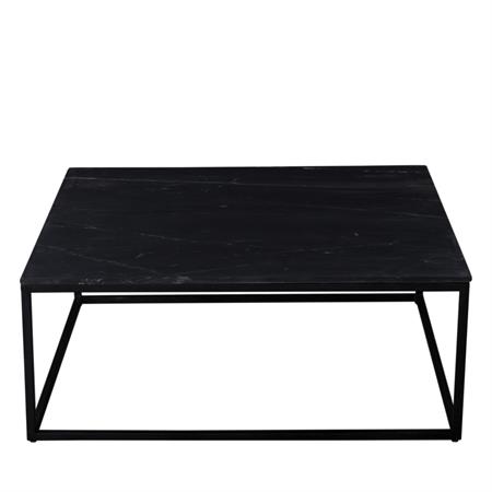 Table basse carrée en marbre blanc et métal 100x100cm - Noir