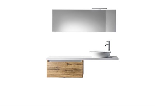 Meuble de salle de bain 6 pièces en mélaminé chêne miel