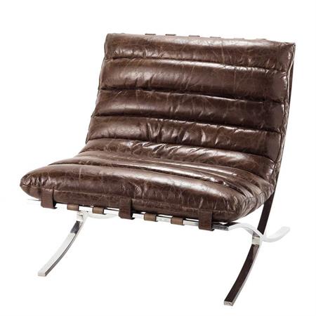Fauteuil en cuir marron effet vieilli Beaubourg