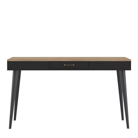 Bureau 1 tiroir effet bois noir et chêne naturel