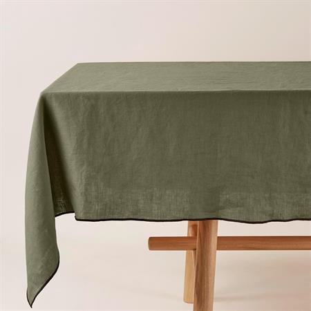 Nappe rectangulaire en Lin lavé légèrement froissé Vert