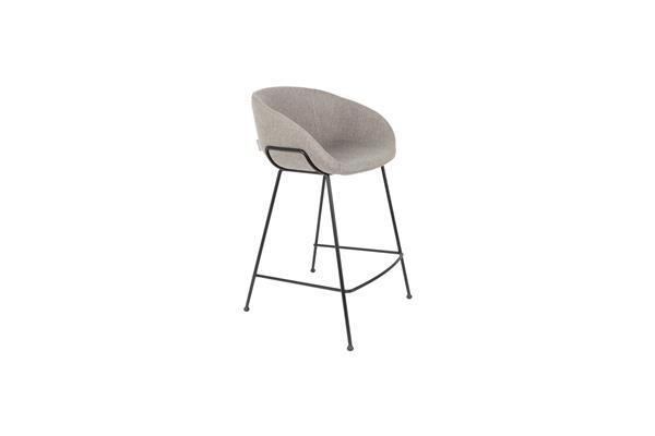 Tabouret de comptoir en tissu gris