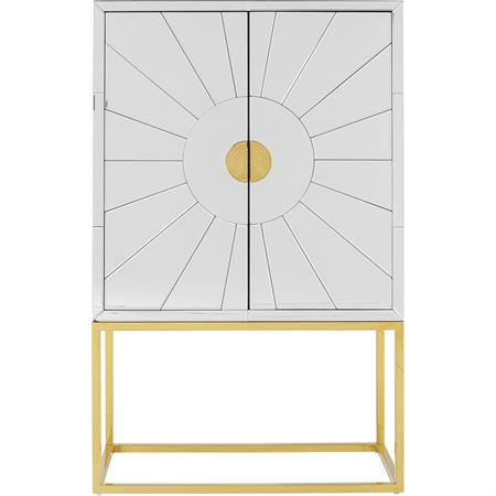 Armoire de bar en verre miroir et acier doré