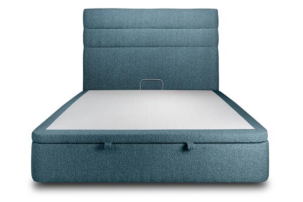 Lit coffre avec tête de lit lignes Bouclette Bleu 200x200