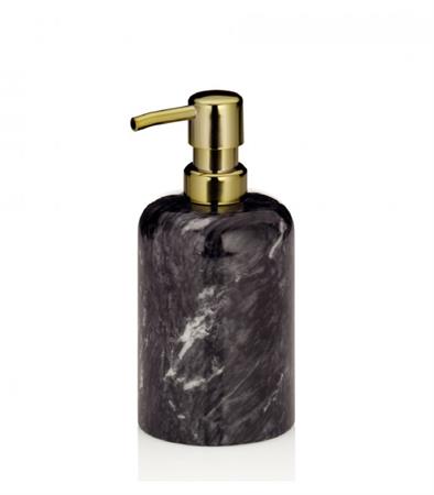 Distributeur de savon en marbre noir et métal doré