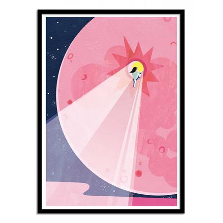 Affiche 50x70 cm et cadre noir - Moon - Shihotana
