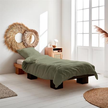 Parure de lit gaze de coton kaki 140x200cm