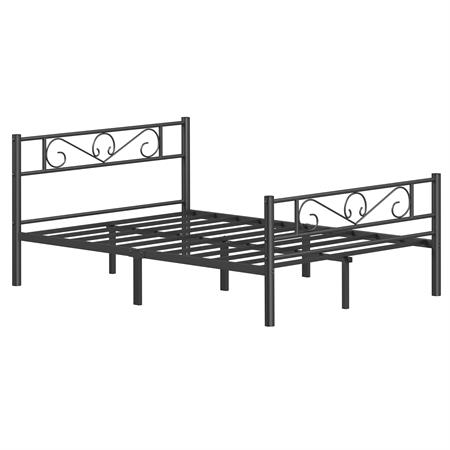 Lit double 140 x 190 cm en métal noir
