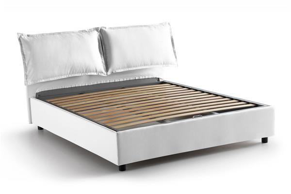 Lit double en tissu blanc 140x200 cm