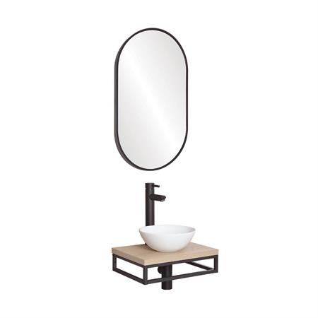 Meuble lave-mains  plan fin p-serviette dessous vasque blc