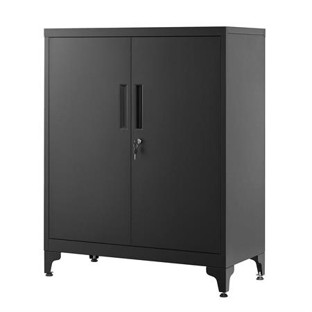 Caisson de bureau sur pieds 2 portes acier noir