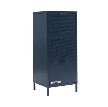 Meuble de rangement métal bleu nuit 3 tiroirs h105cm