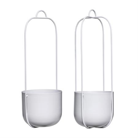 Set de 2 Pot suspendu en métal gris
